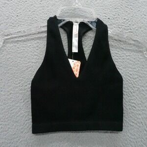 Free People Movement Black Ribbed Racerback Cropped Tank Top XS‎ NEW